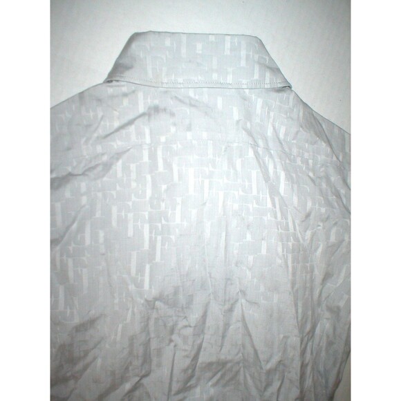 New NWT Womens 4 Ferre Logo Blouse Top Button Down IT 40 Italy Light Gray SS - Picture 6 of 6